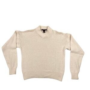 Pickett & Smith Sweater Womens Large Ivory Silk Angora Rabbit Hair Knit Sweater